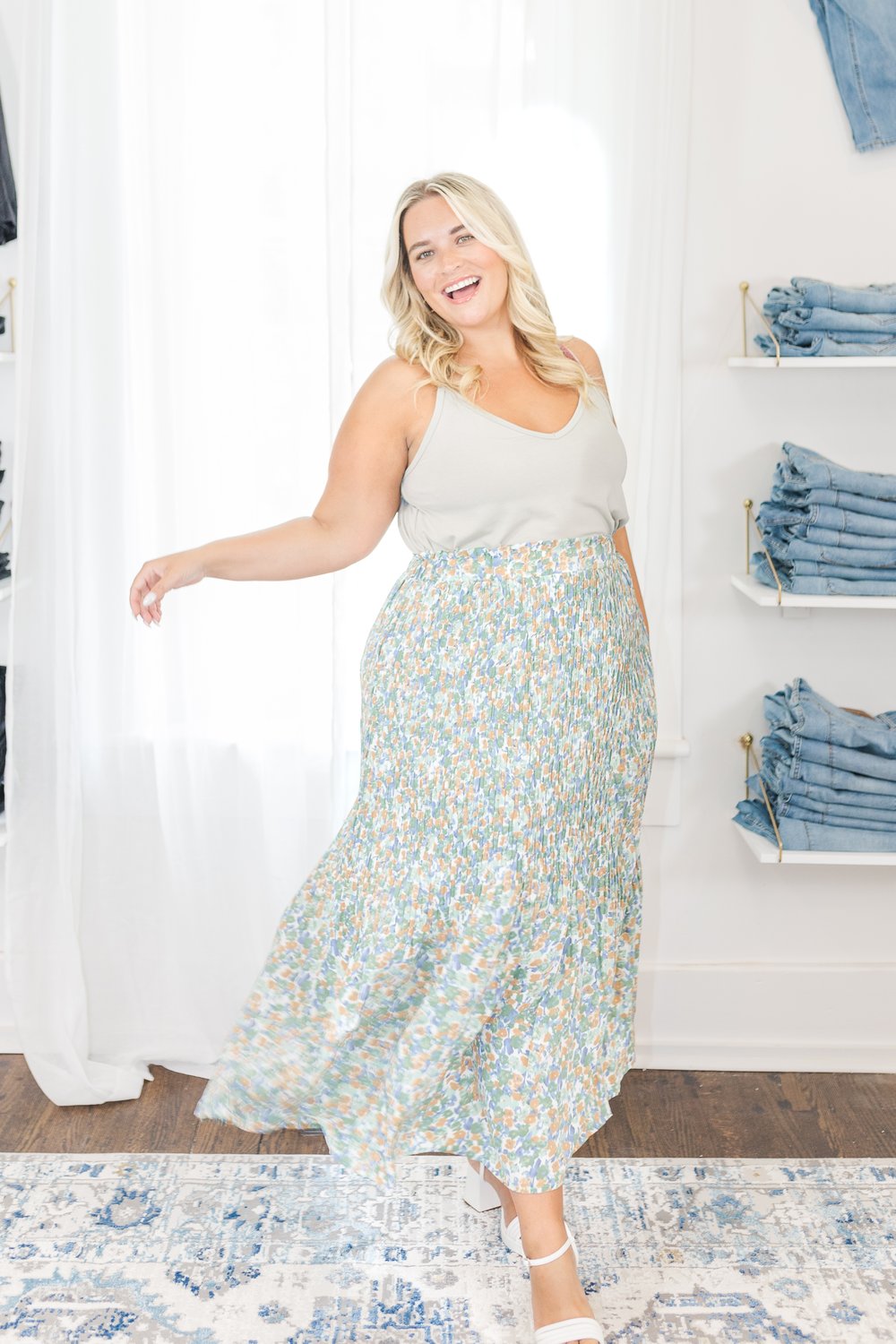 Plus size floral midi skirt outlet