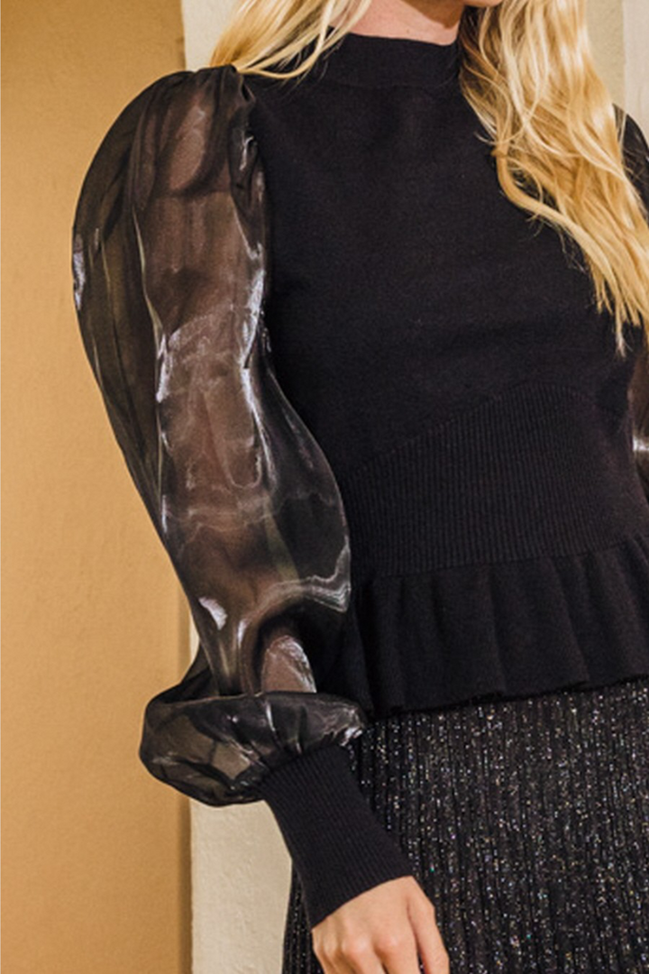 Kaitlyn Sheer Long Sleeve Knit Top (Online Exclusive)