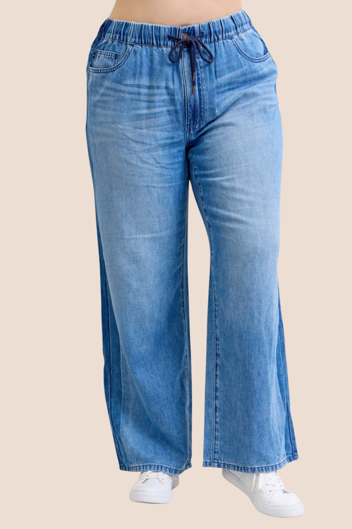 O’Hara High Waisted Elastic Waistband Light Judy Blue Jeans