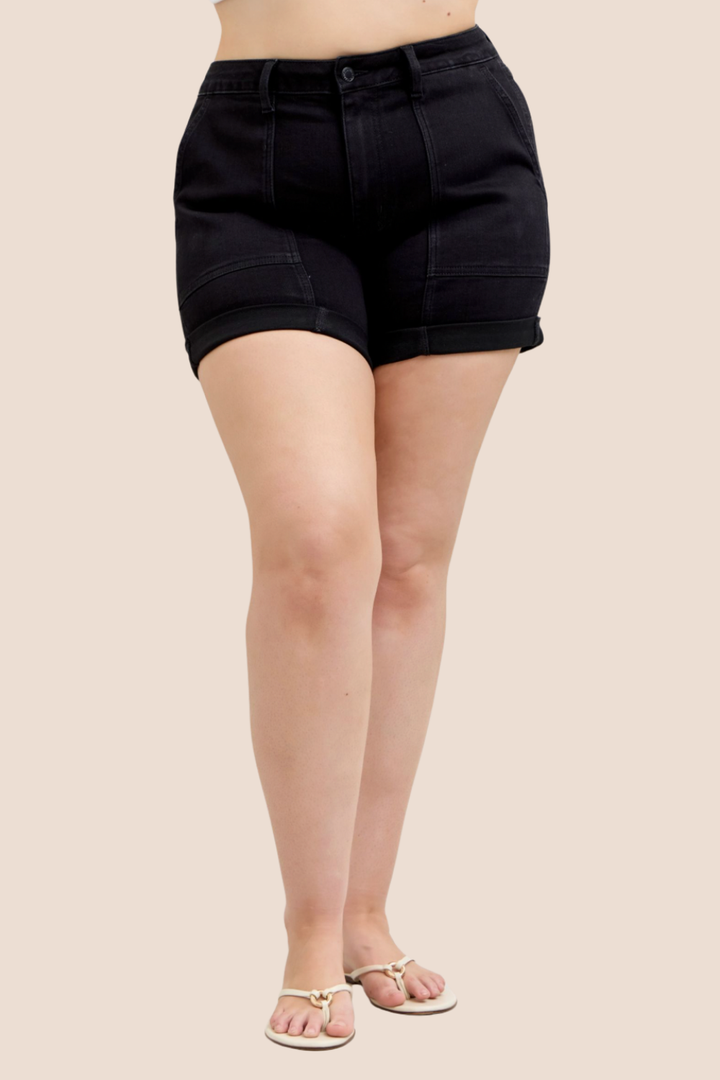 Elena High Waisted Double Rolled Cuff Judy Blue Shorts
