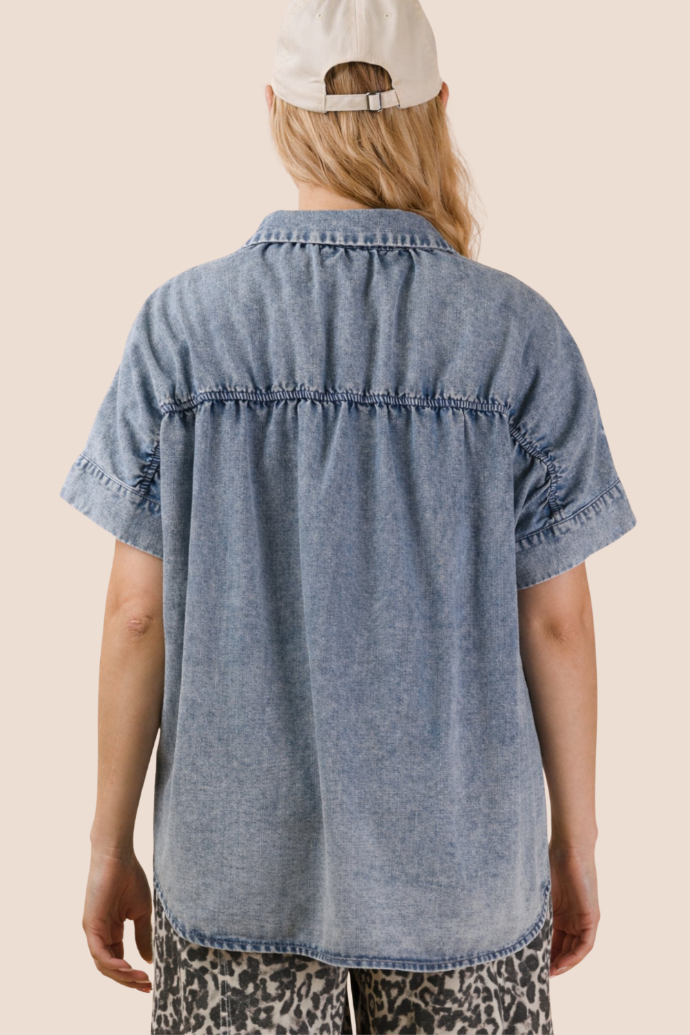 Lettie Denim Short Sleeve Top