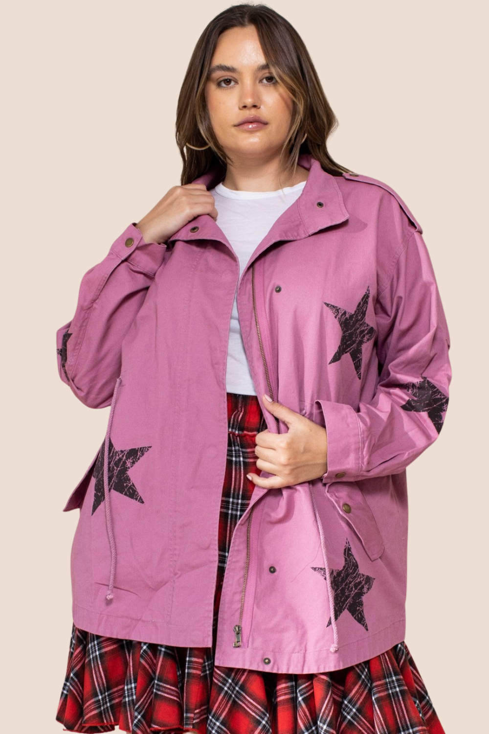 Marge Washed Star Printed Utilitarian Jacket