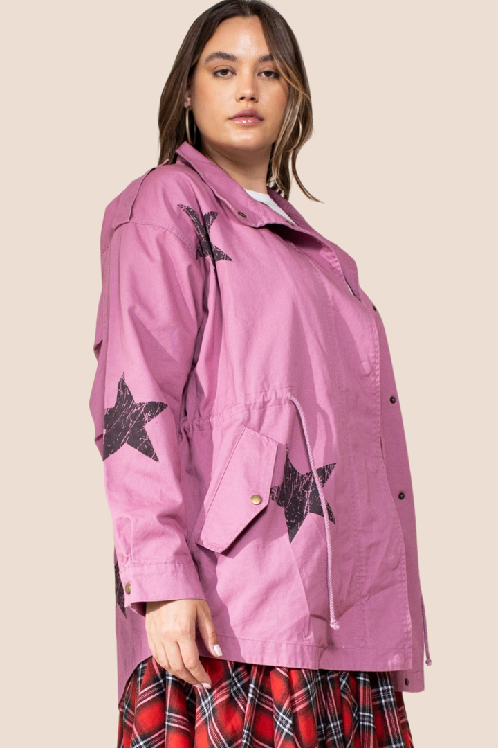 Marge Washed Star Printed Utilitarian Jacket