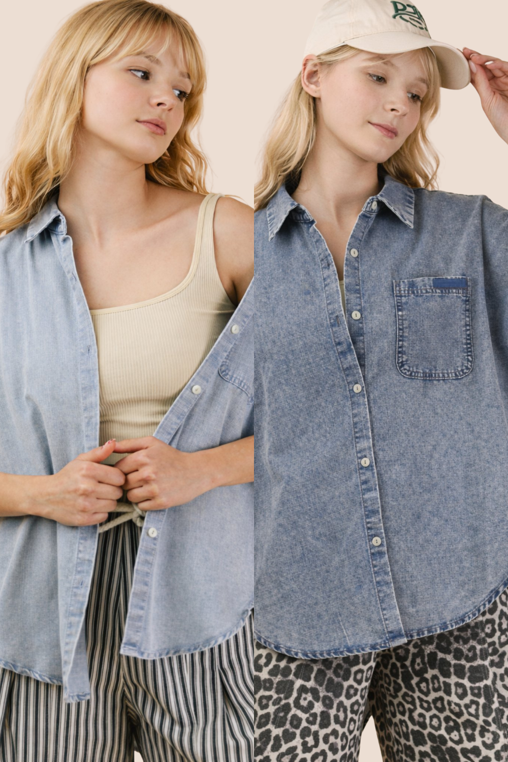 Lettie Denim Short Sleeve Top