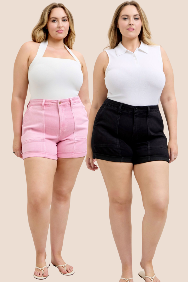 Elena High Waisted Double Rolled Cuff Judy Blue Shorts