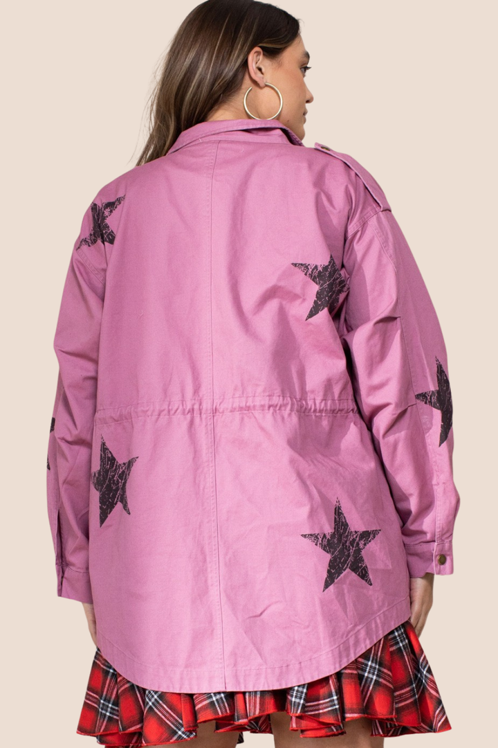 Marge Washed Star Printed Utilitarian Jacket