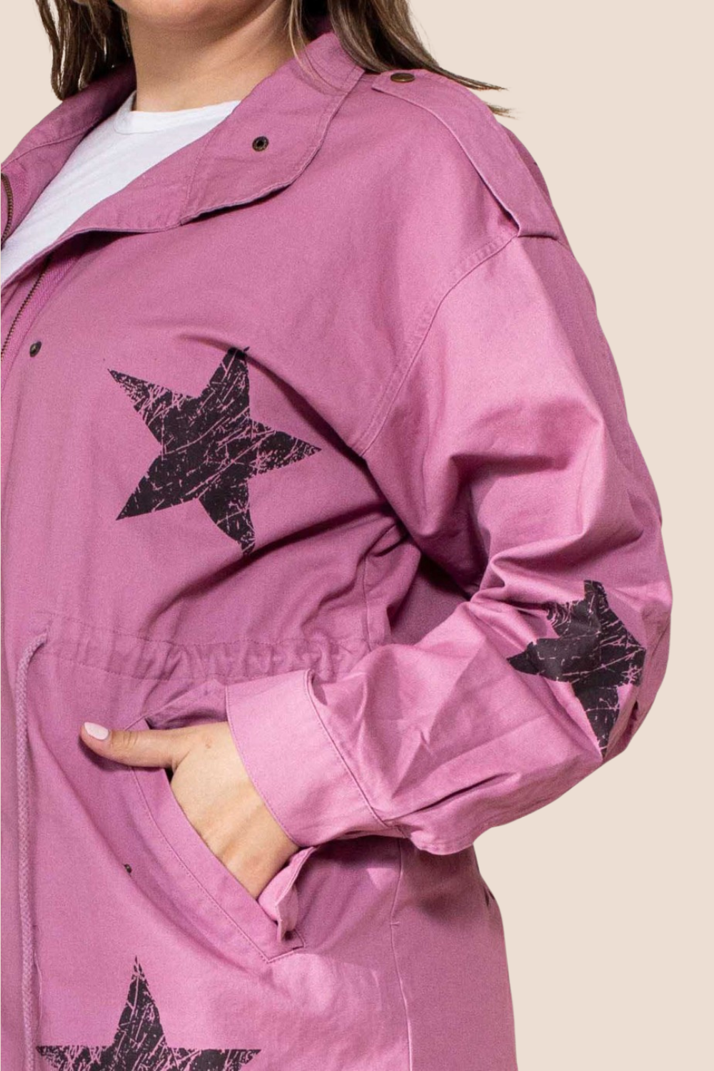 Marge Washed Star Printed Utilitarian Jacket