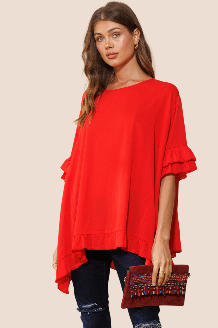 Patrice Asymmetrical Short Sleeve Top
