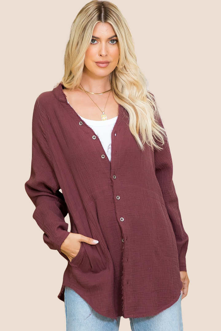 Jamie Button Down Tunic Long Sleeve Top