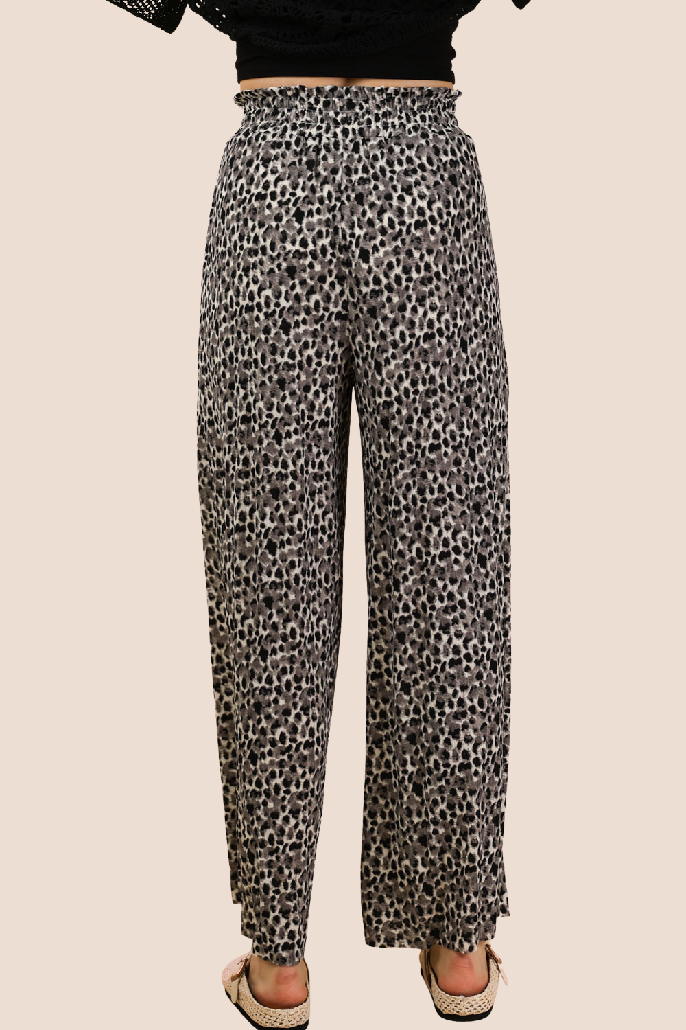 Maeve Wide Leg Leopard Pleated Pants