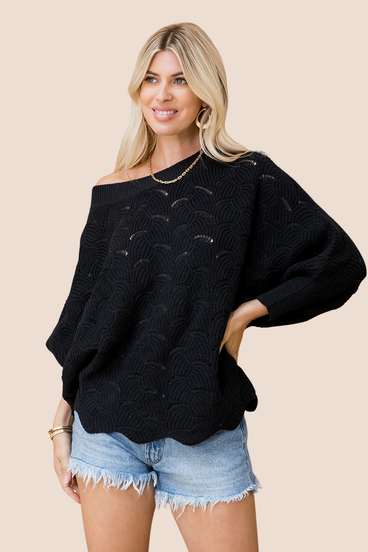 Louise Boatneck Scallop Sweater
