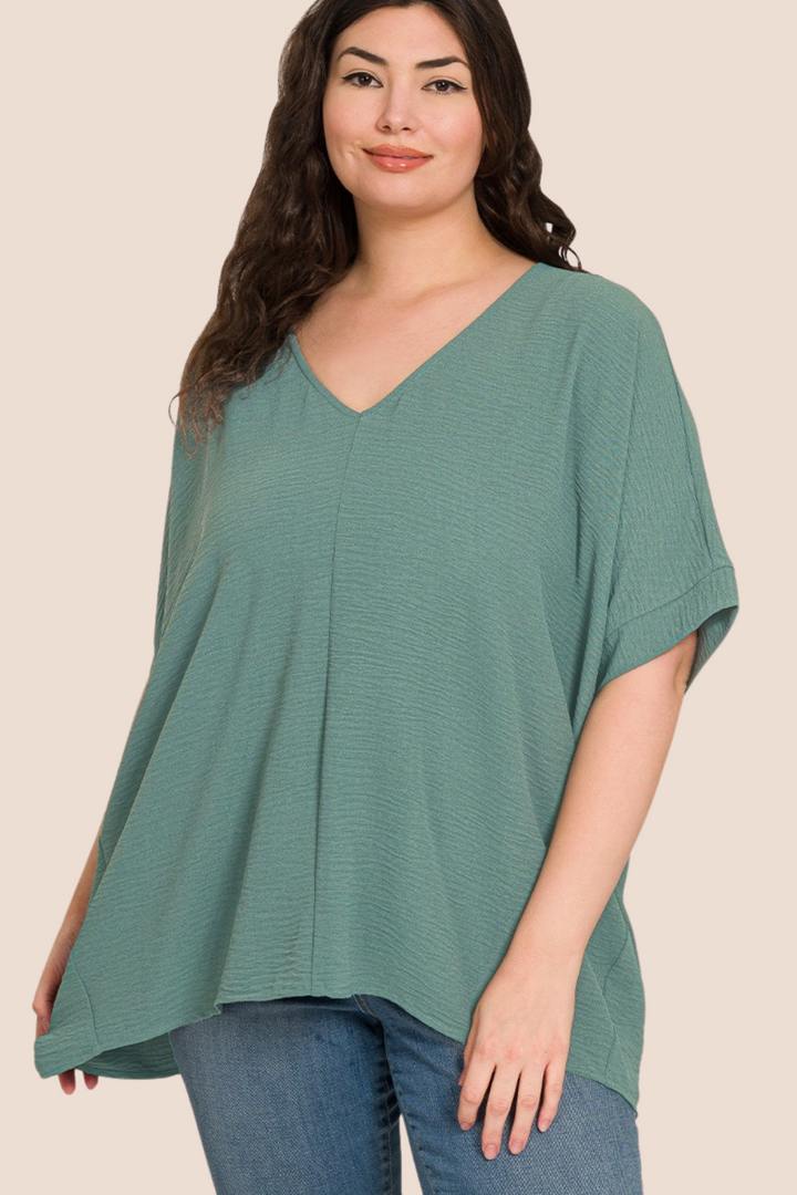 Vanessa V-Neck Dolman Short Sleeve Top