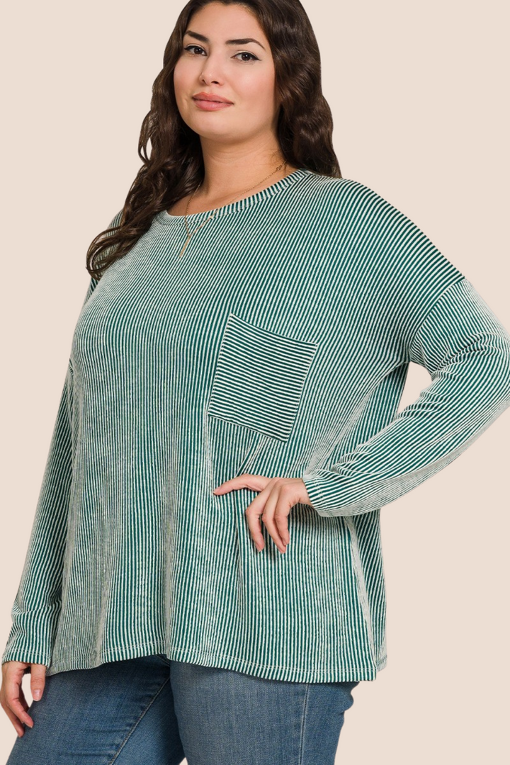 Cindy Ribbed Oversized Long Sleeve Top