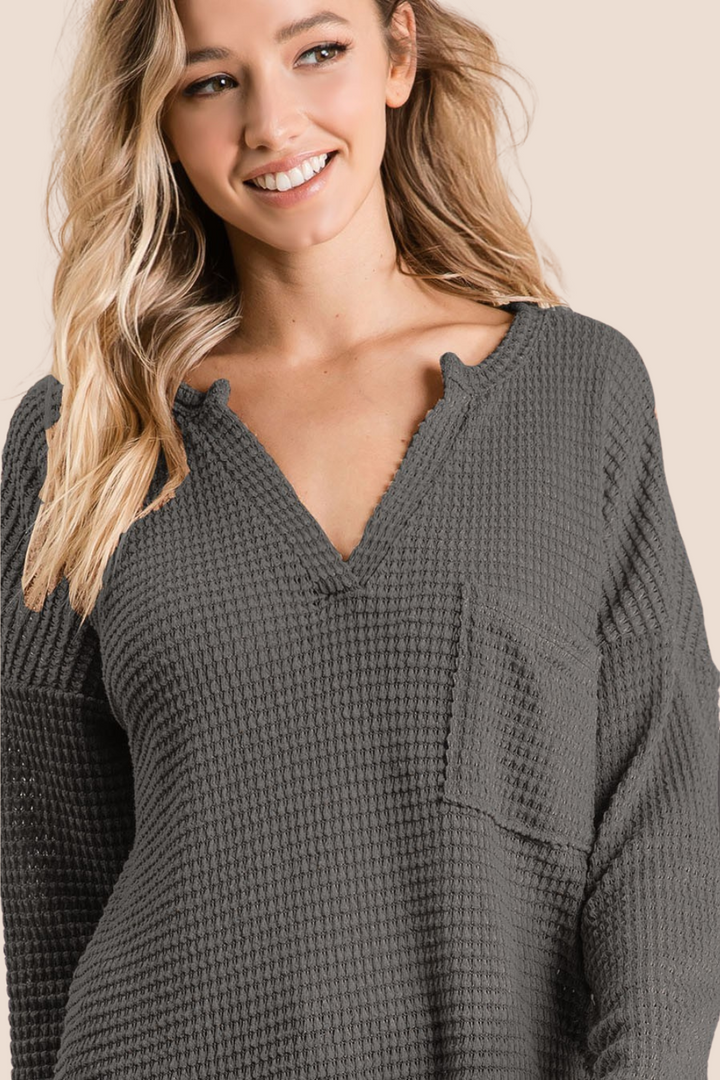 Jenni Waffle Knit Long Sleeve Top