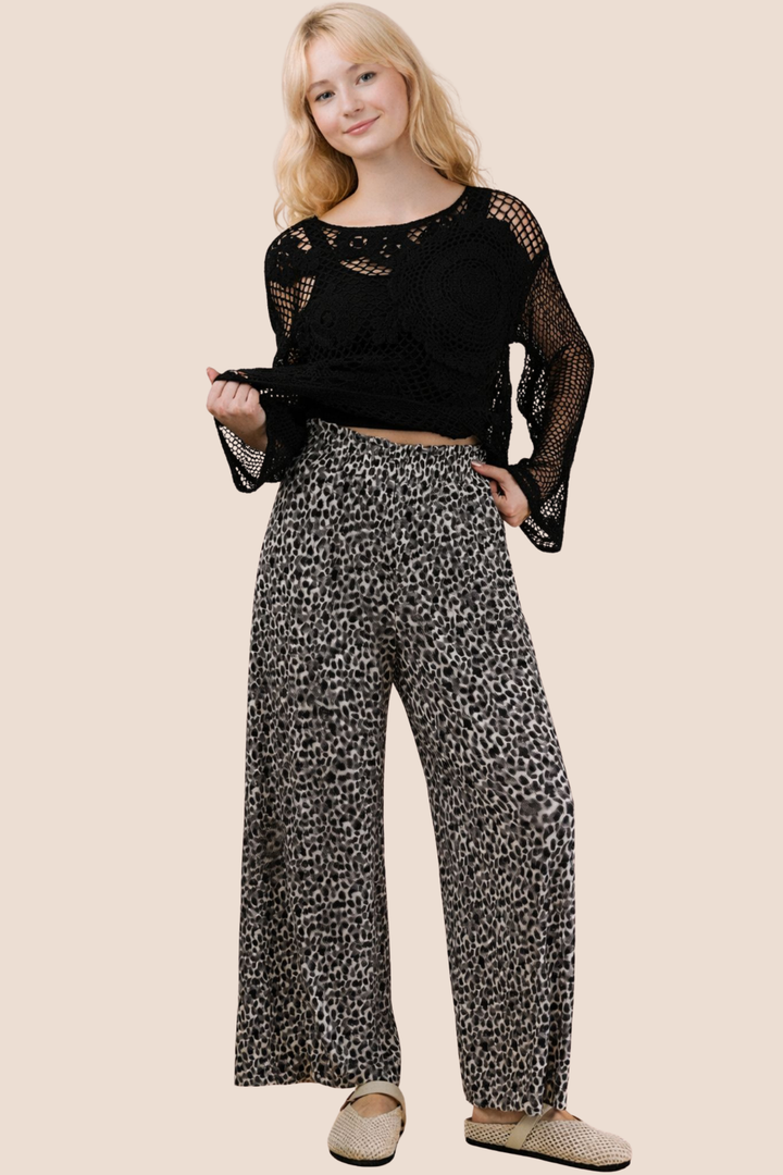 Maeve Wide Leg Leopard Pleated Pants