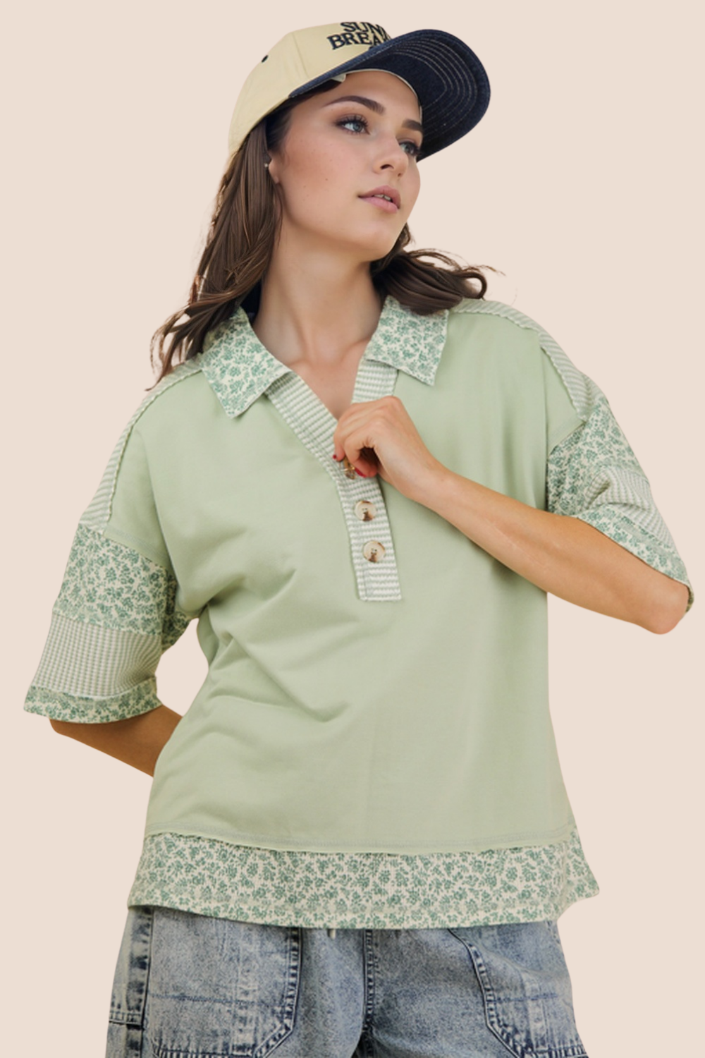 Stella Oversized Half Button Down Collared Knit Top