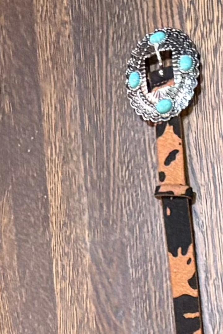 Western Belt with Turquoise Buckle - FINAL SALE