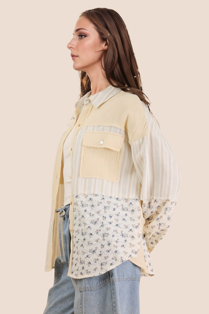 Amy Floral and Striped Oversized Shacket