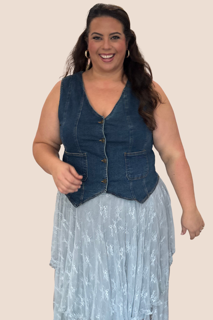 Bonnie V-Neck Sleeveless Denim Vest