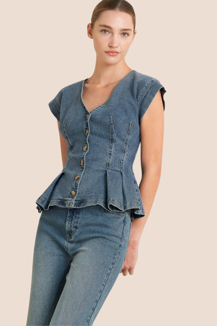 Remi Washed Denim Top