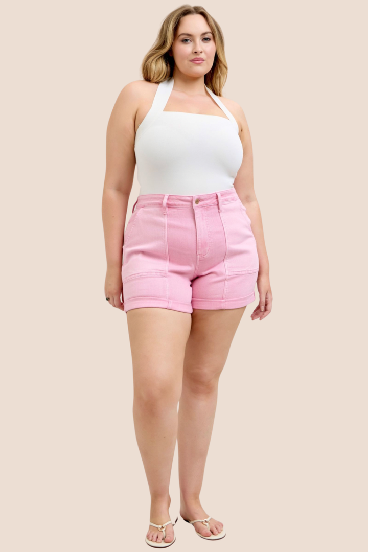 Elena High Waisted Double Rolled Cuff Judy Blue Shorts
