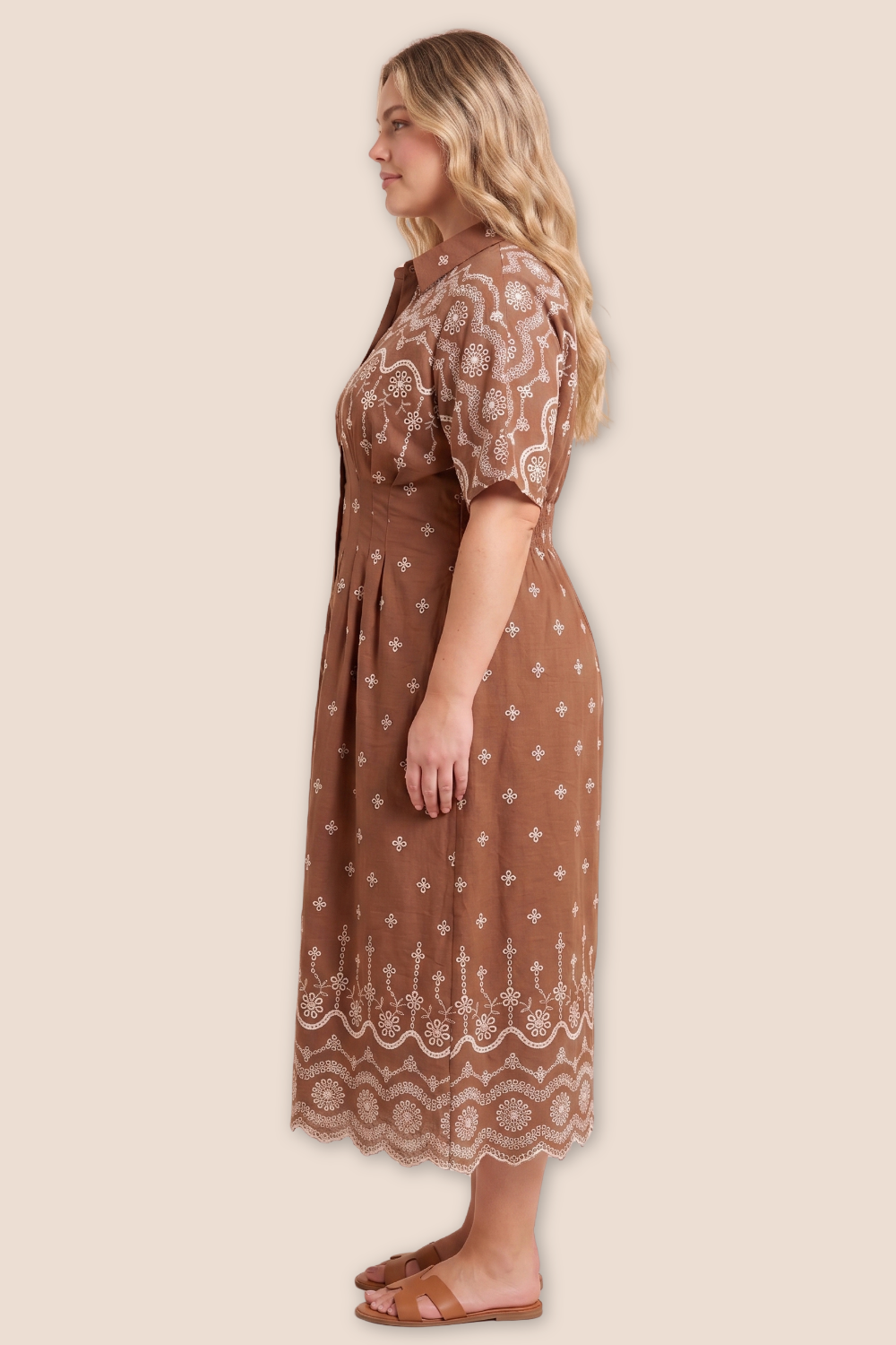 Reina Scalloped Hem Midi Dress