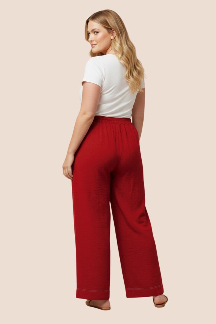 Camryn Contrast Stitch Detail Wide Leg Pants