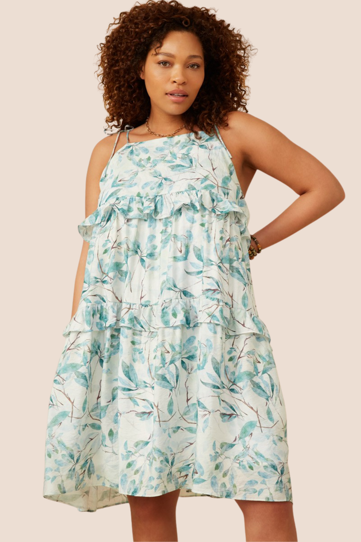 Brielle Crushed Satin Botanical Dress