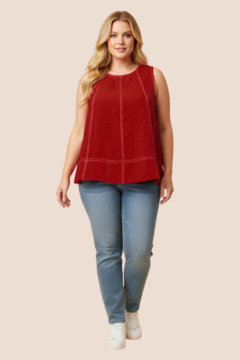 Camryn Contrast Stitch Detail Loose Tank Top