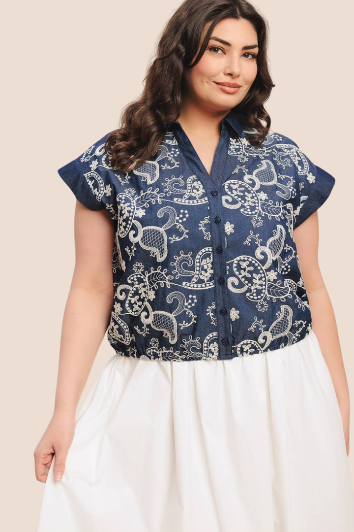 Juliette Embroidered Short Sleeve Top