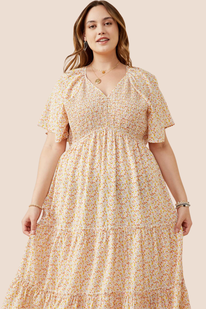 Milani Ditsy Floral Smocked Tiered Midi Dress
