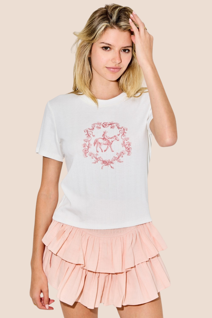 Quinn Cowgirl Print Ribbed Top