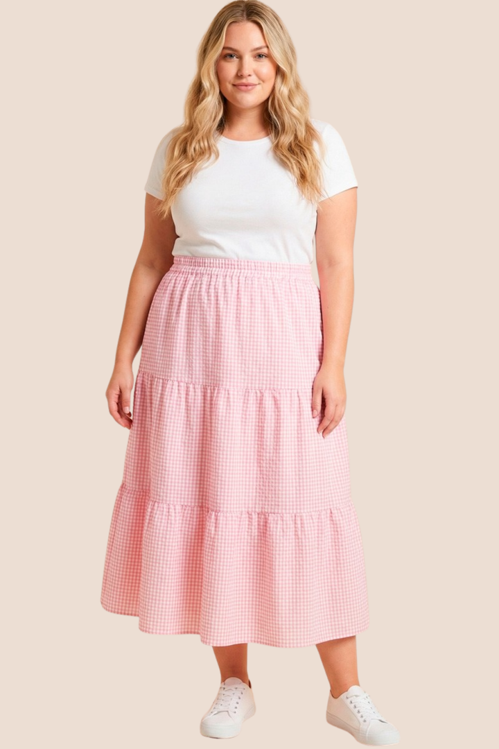Joy Gingham Seersucker Maxi Skirt