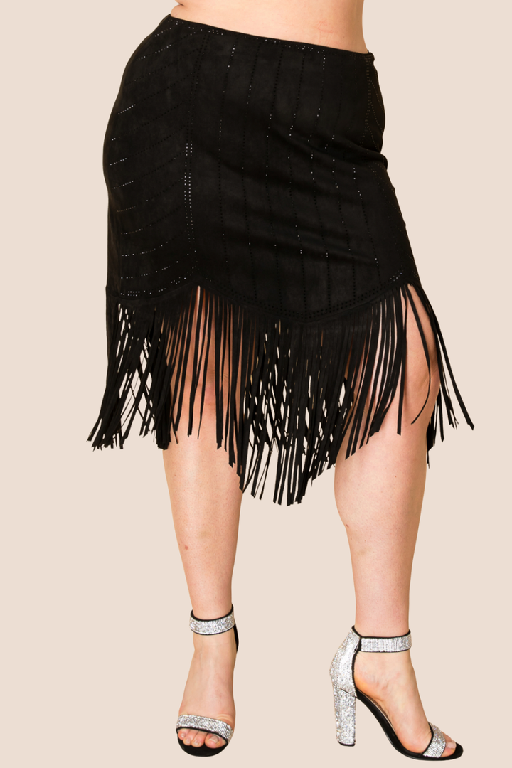 Anya Stone Suede Fringe Skirt