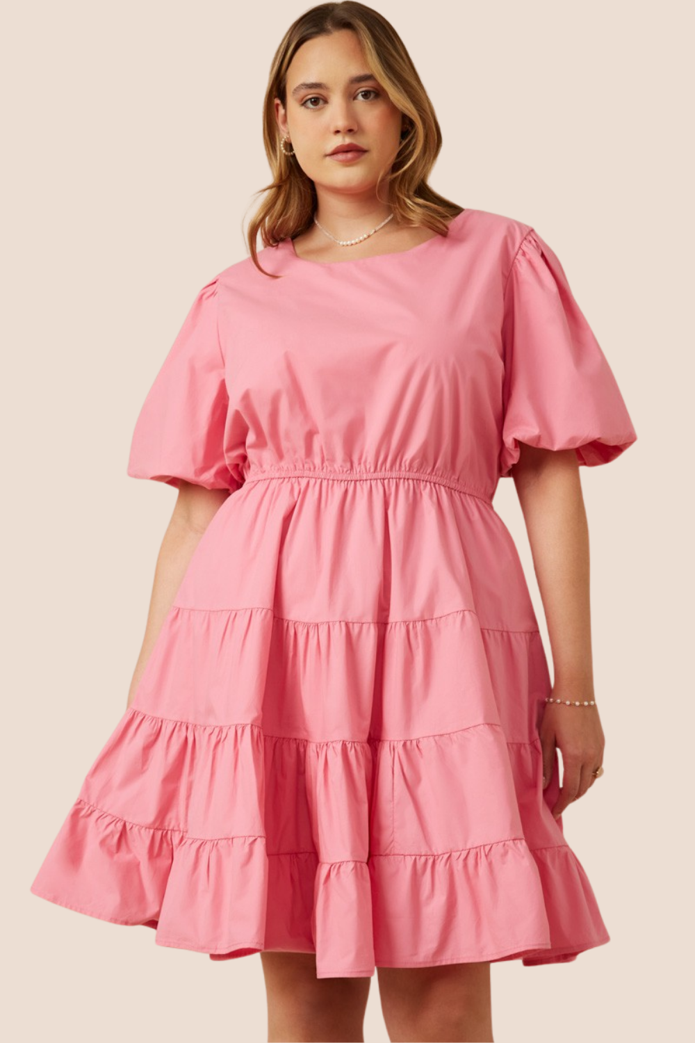 Lena Bow Back Tiered Short Sleeve Dress