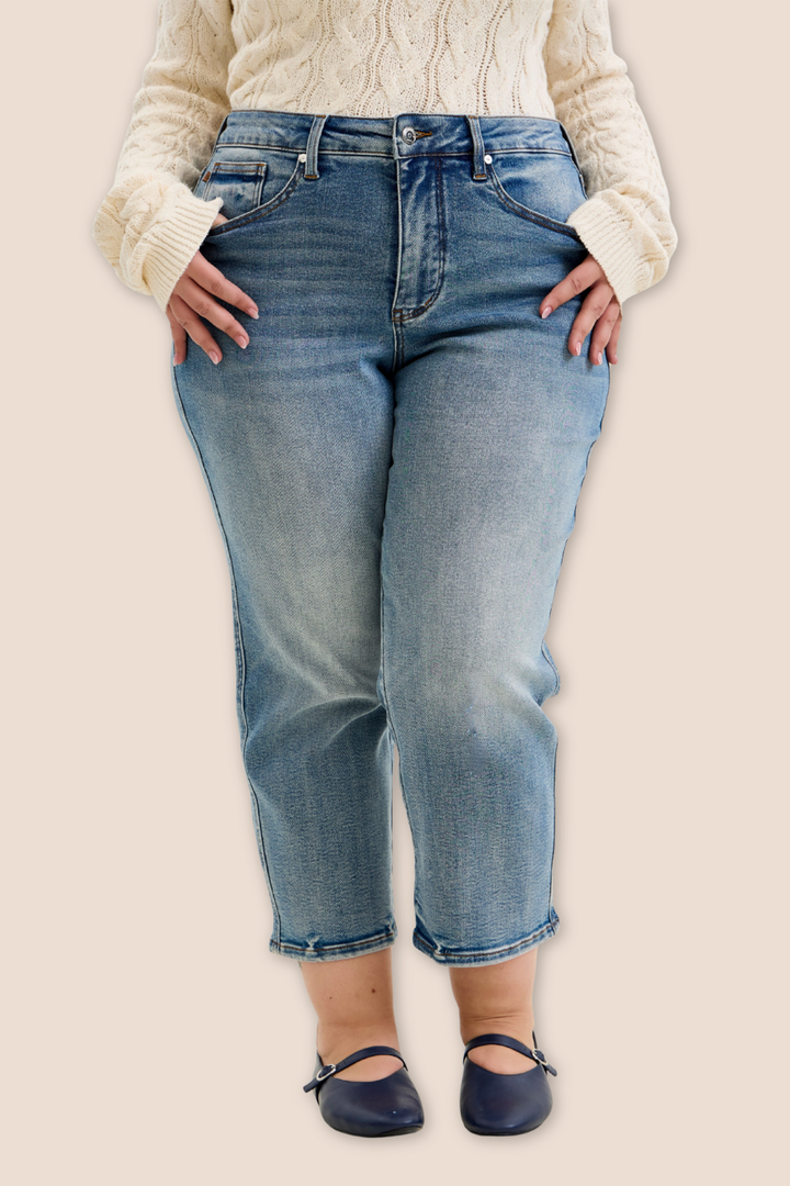Peggy Petite High Waisted Tummy Control Ankle Straight Judy Blue Jeans