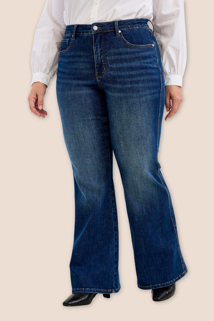 Charlotte High Waisted Tummy Control Flare Dark Wash Judy Blue Jeans