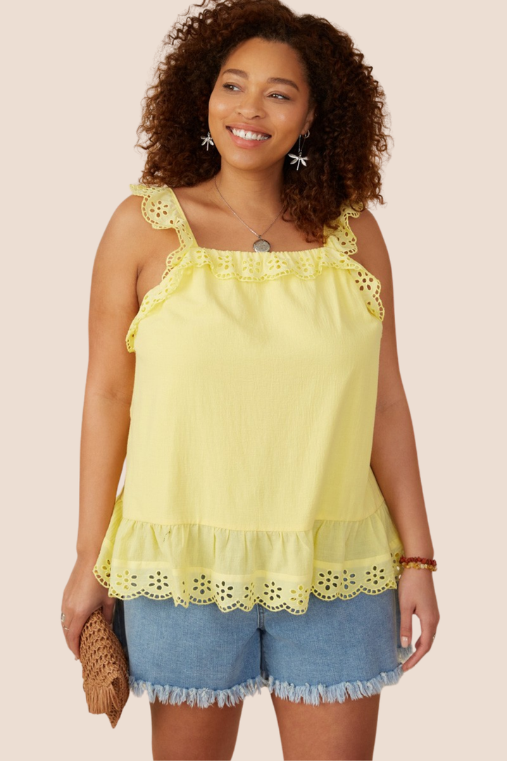 Samara Scalloped Eyelet Ruffle Tank