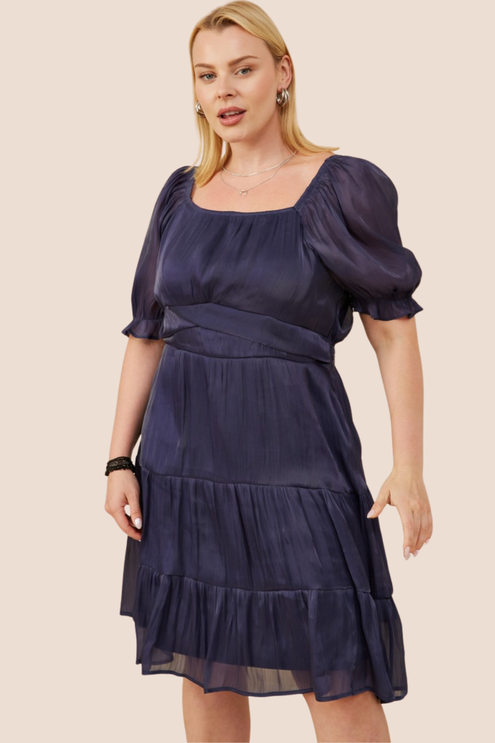 Myla Shimmer Puff Sleeve Short Dress
