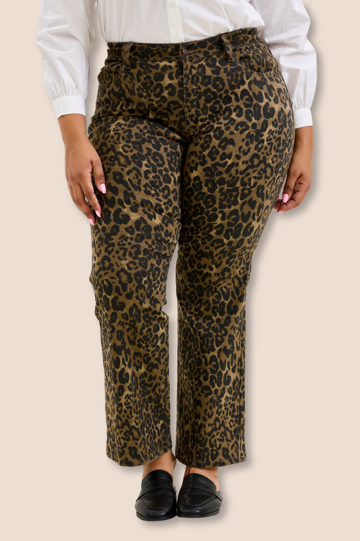 Nala High Waisted Bootcut Leopard Print Judy Blue Jeans