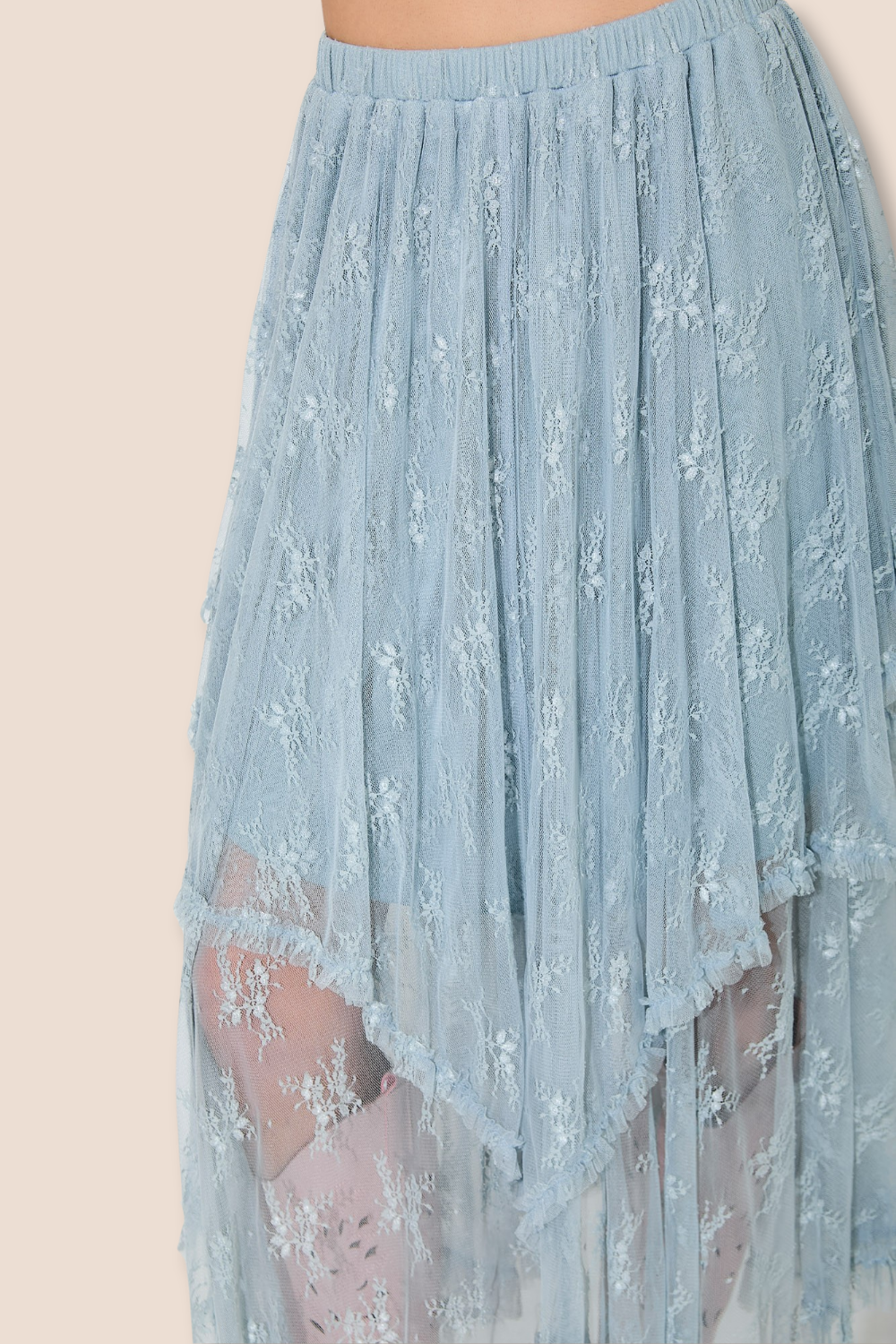 Rynlee Embellished Lace Hem Midi Skirt