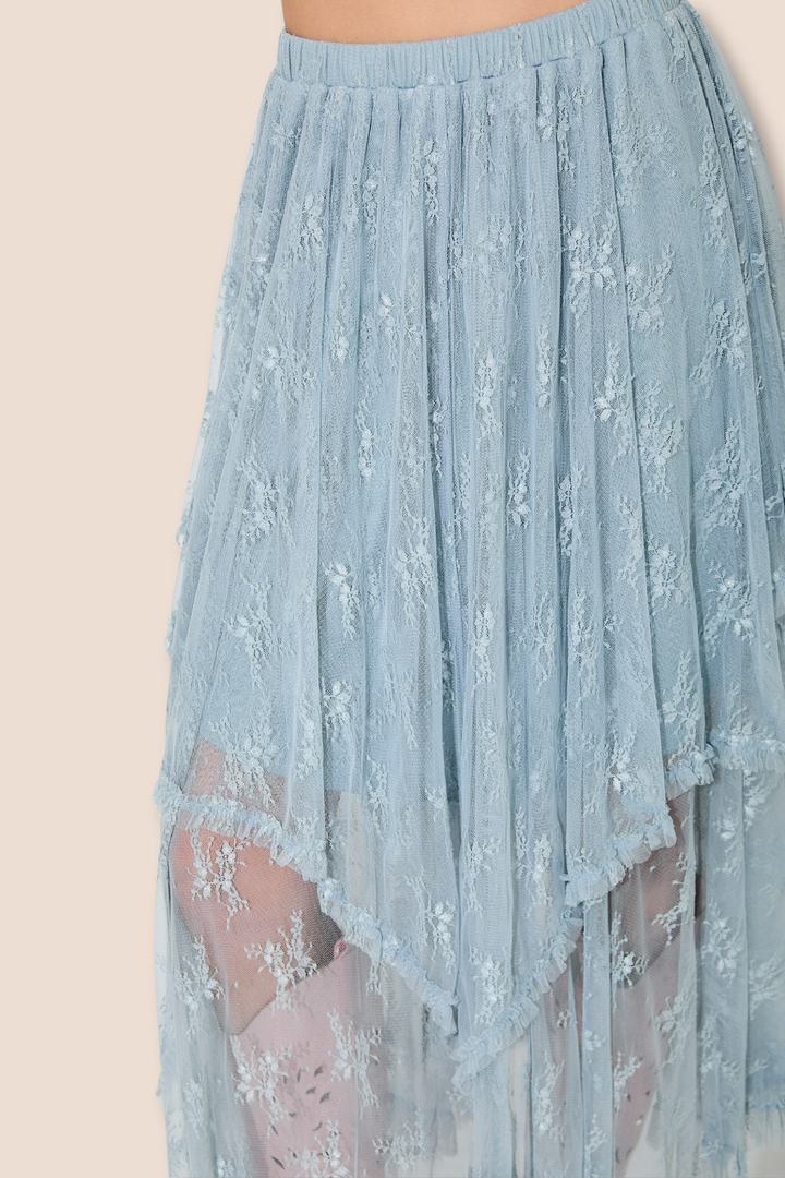 Rynlee Embellished Lace Hem Midi Skirt
