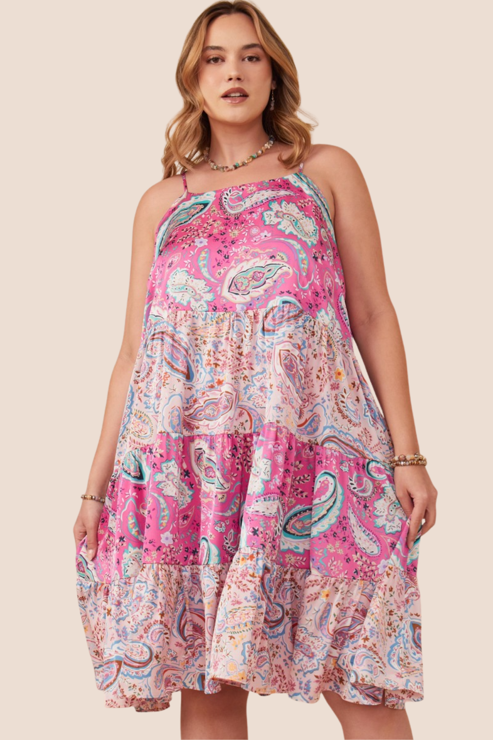 Zara Paisley Tiered Sleeveless Dress