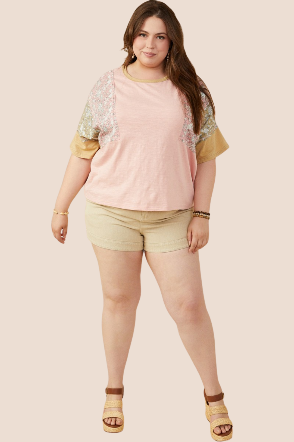 Angie Color Block Knit Short Sleeve Top
