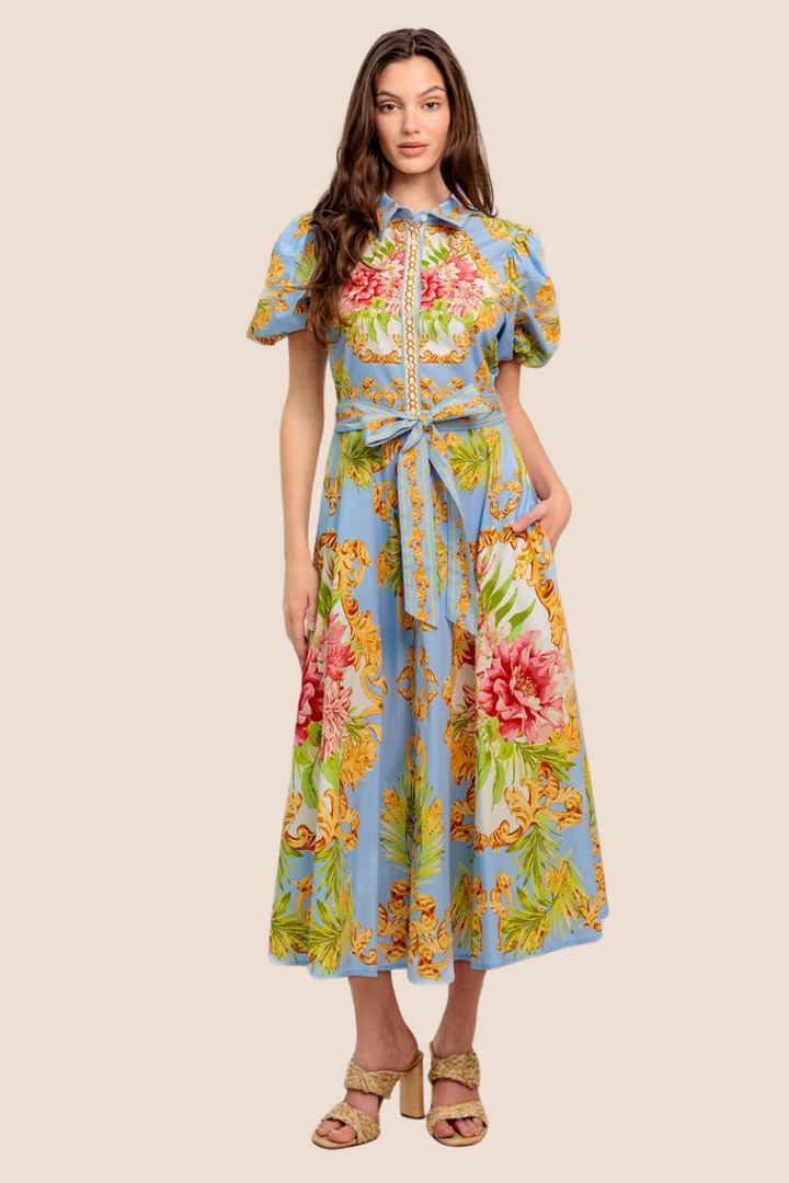 Jane Printed Woven Midi Dress
