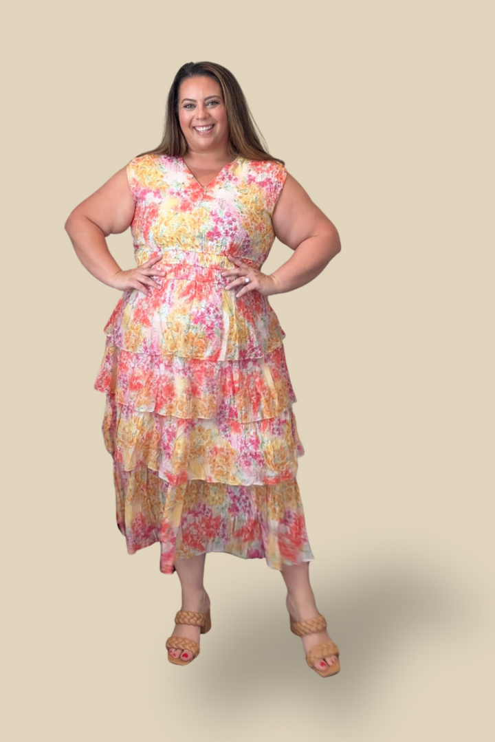 Flora Tiered Sleeveless Midi Dress