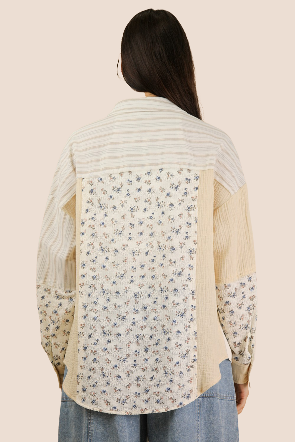 Amy Floral and Striped Oversized Shacket