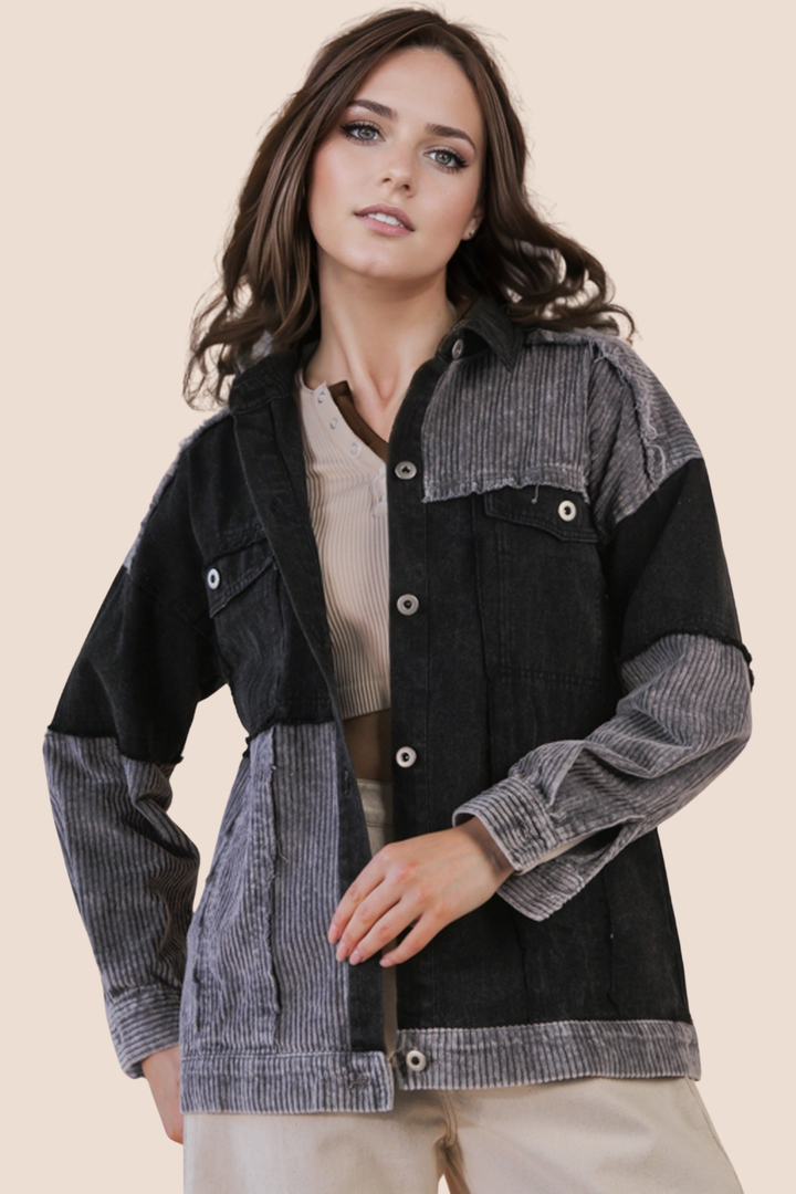 Vera Mineral Washed Color Block Shacket