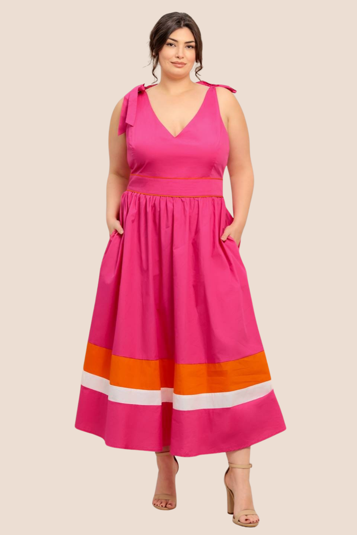 Nyla Midi Dress with Tie Shoulders