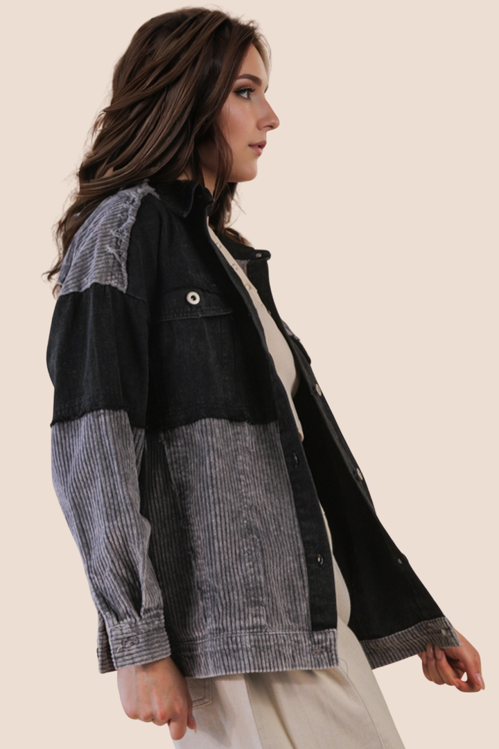 Vera Mineral Washed Color Block Shacket